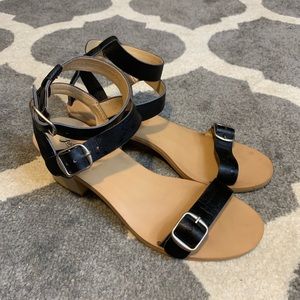 Lucky Brand Black Heeled Buckle Sandals